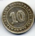Стрейтс Сетлементс---10 центов 1918г.