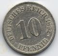Германия---10 пфеннигов 1892г.А