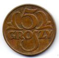 Польша---5 грош 1938г.