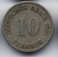 Германия---10 пфеннигов 1891г.