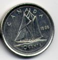 Канада---10 центов 1990-1998гг.