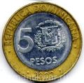 Доминиканская республика---5 песо 2002г.