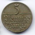 Данциг---5 пфеннигов 1923г.