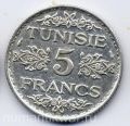 Тунис---5 франков 1936г.
