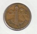 Барбадос---5 центов 1973г.
