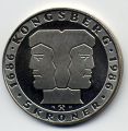 Норвегия---5 крон 1986г.300-летие монетному двору Норвегии