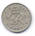 Великобритания---6 пенсов 1951г.