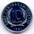 Восточно-Карибские штаты---10 долларов 1981г.