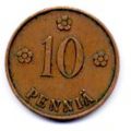Финляндия---10 пенни 1928г.