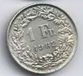 Швейцария---1 франк 1962г.