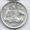 Австралия---6 пенсов 1957г.